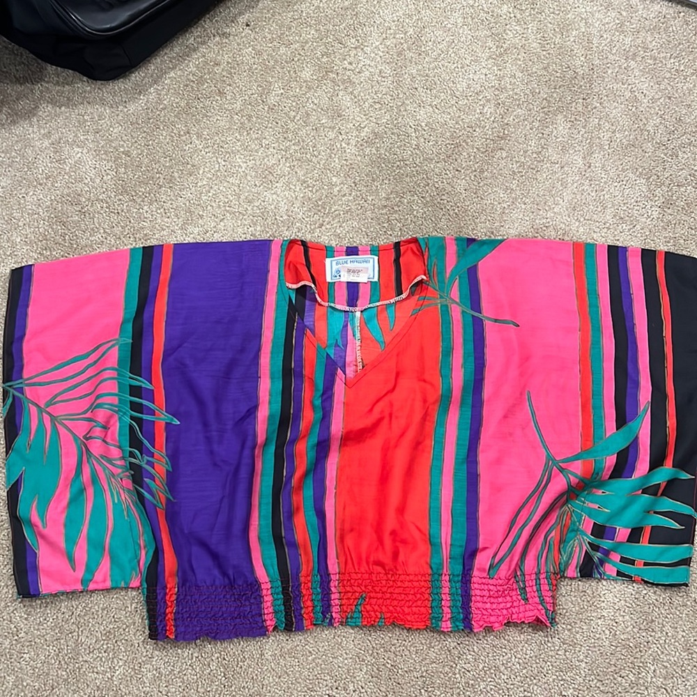 Vintage Blue Hawaiian Sportswear Crop